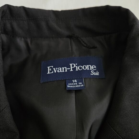 EVAN-PICONE Black Gray Suit Jacket Blazer Womens 14 Business Modern Cut - Picture 7 of 11